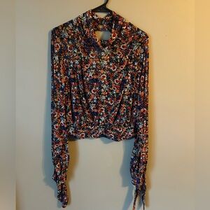 Free People Flower Long Sleeve Blouse